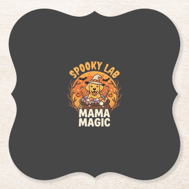 Halloween Labrador Mum Magic Paper Coaster (Front)