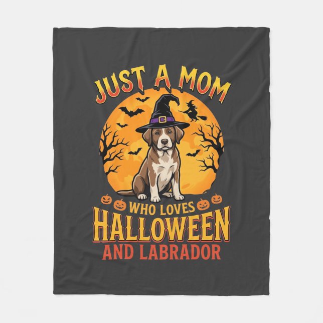Halloween Labrador Mum Witch Dog Design_1 Fleece Blanket (Front)