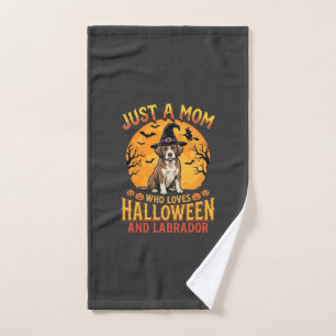 Halloween Labrador Mum Witch Dog Design_1 Hand Towel