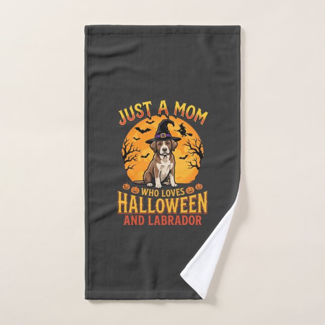 Halloween Labrador Mum Witch Dog Design_1 Hand Towel (Hand Towel)
