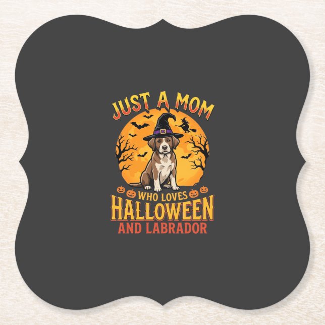 Halloween Labrador Mum Witch Dog Design_1 Paper Coaster (Front)