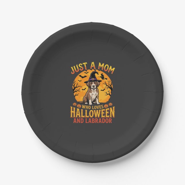 Halloween Labrador Mum Witch Dog Design_1 Paper Plate (Front)