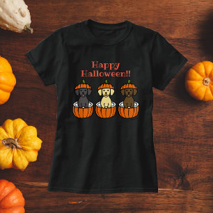 Halloween Labrador Puppies and Pumpkins T-Shirt