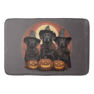 Halloween Labrador Retriever Dogs Witch Hats Bath Mat