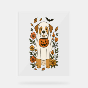 Halloween Labrador Retriever Flowers Acrylic Sign