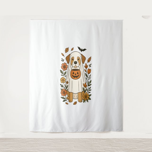 Halloween Labrador Retriever Flowers Tapestry (Front)