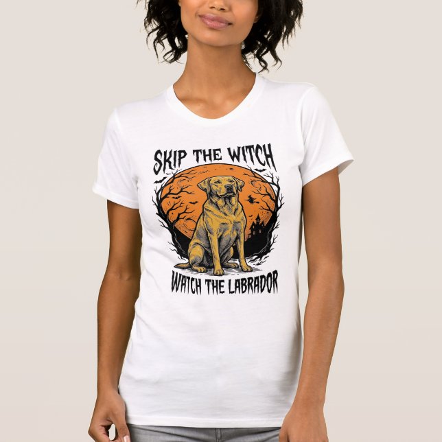 Halloween Labrador Shirt with Spooky Dog Warning_1 (Front)