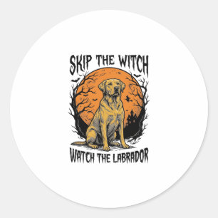 Halloween Labrador Shirt with Spooky Dog Warning_1 Classic Round Sticker