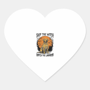 Halloween Labrador Shirt with Spooky Dog Warning_1 Heart Sticker