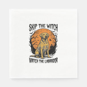 Halloween Labrador Shirt with Spooky Dog Warning_1 Napkin