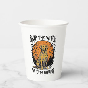 Halloween Labrador Shirt with Spooky Dog Warning_1 Paper Cups