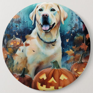 Halloween Labrador With Pumpkins Scary 6 Cm Round Badge