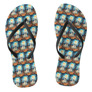 Halloween Labrador With Pumpkins Scary Jandals