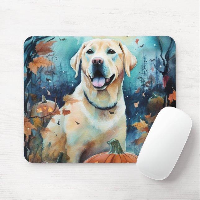 Halloween Labrador With Pumpkins Scary Mouse Pad (With Mouse)
