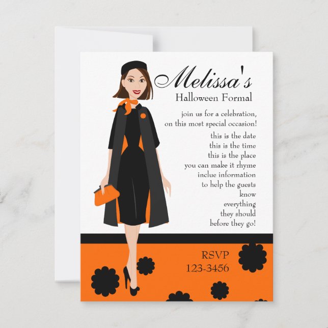 Halloween Lady Invitation (Front)