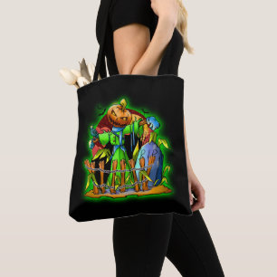 Halloween Lady Scarecrow Pumpkin Head RIP Bats Tote Bag