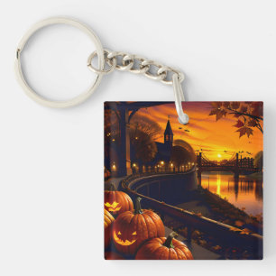 Halloween Landscape Two Key Ring