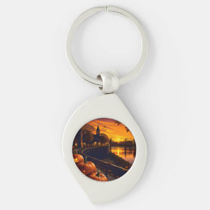 Halloween Landscape Two Key Ring