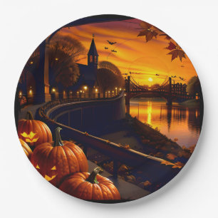 Halloween Landscape Two Paper Plate