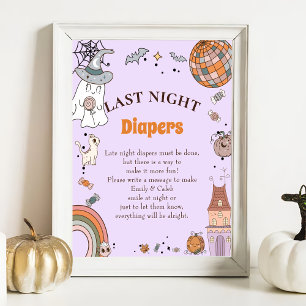Halloween "Last Night Diapers" Baby Shower Game Poster