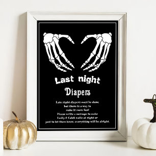 Halloween "Last Night Diapers" Baby Shower Game Poster