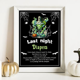 Halloween "Last Night Diapers" Baby Shower Game Poster