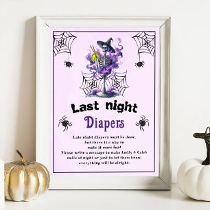 Halloween "Last Night Diapers" Baby Shower Game Poster