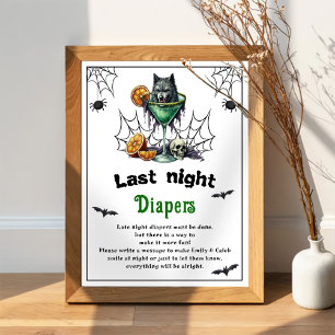 Halloween "Last Night Diapers" Baby Shower Game Poster