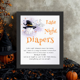 Halloween 'Late Night Diapers' Baby Shower Game  Poster