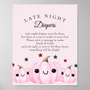 Halloween Late Night Diapers Baby Shower Game Poster