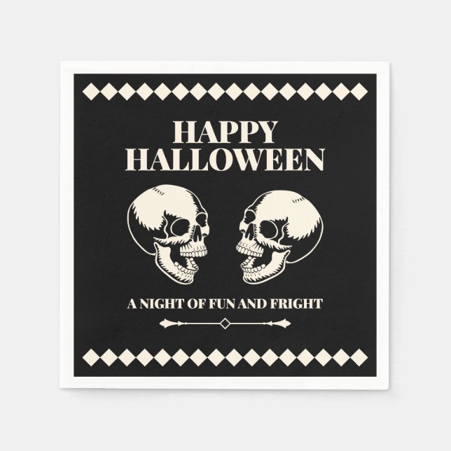 Halloween Laughing Skulls Fun and Fright Napkin (Front)