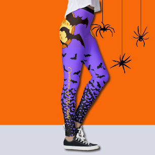 Halloween Leggings Customise Bats Full Moon