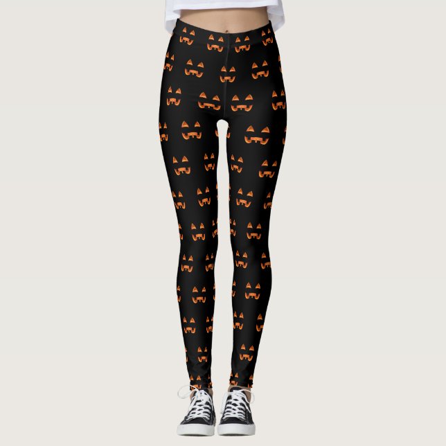 Halloween Leggings Fun Pumpkin Leggings (Front)