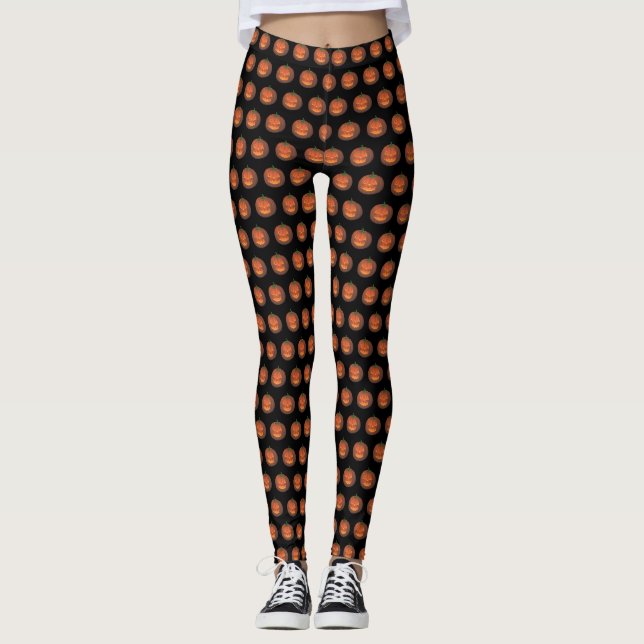 Halloween Leggings Fun Pumpkin Leggings (Front)