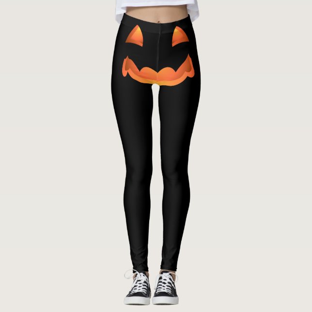 Halloween Leggings Funny Pumpkin Stretchy Pants (Front)