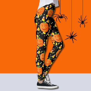 Halloween Leggings Jack-O-Lanterns Orange Pumpkins