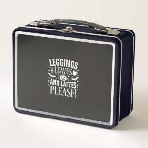 Halloween Leggings Leaves and Lattes Fall Coffee D Metal Lunch Box