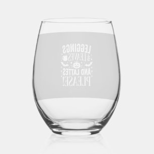 Halloween Leggings Leaves and Lattes Fall Coffee D Stemless Wine Glass