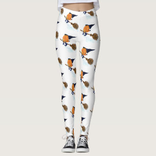 Halloween Leggings Witch Pumpkin Flying Broom