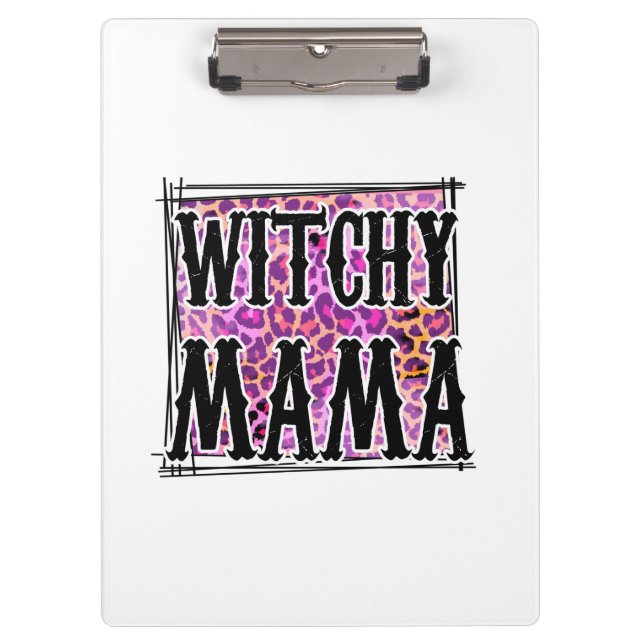 Halloween Leopard Witchy Mama Birthday Clipboard (Front)