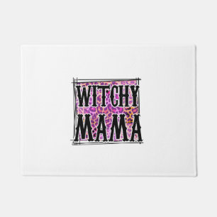 Halloween Leopard Witchy Mama Birthday Doormat
