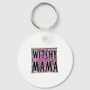 Halloween Leopard Witchy Mama Birthday Key Ring