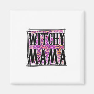 Halloween Leopard Witchy Mama Birthday Magnet