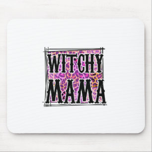 Halloween Leopard Witchy Mama Birthday Mouse Pad