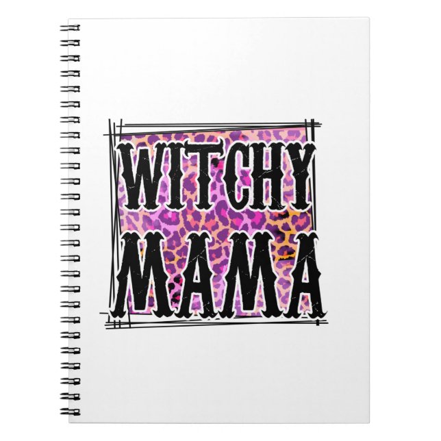 Halloween Leopard Witchy Mama Birthday Notebook (Front)