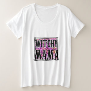 Halloween Leopard Witchy Mama Birthday Plus Size T-Shirt