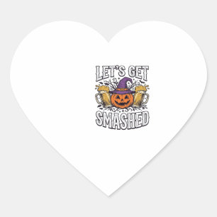 Halloween Let’s Get Smashed Pumpkin Beer Heart Sticker