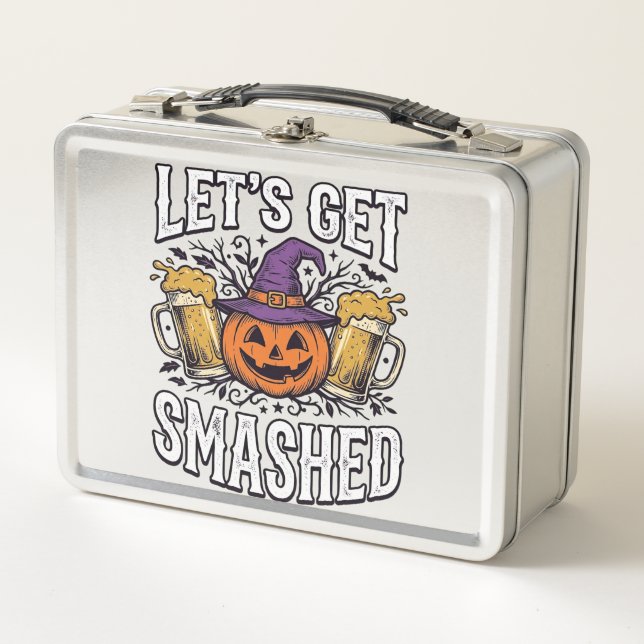 Halloween Let’s Get Smashed Pumpkin Beer Metal Lunch Box (Front)