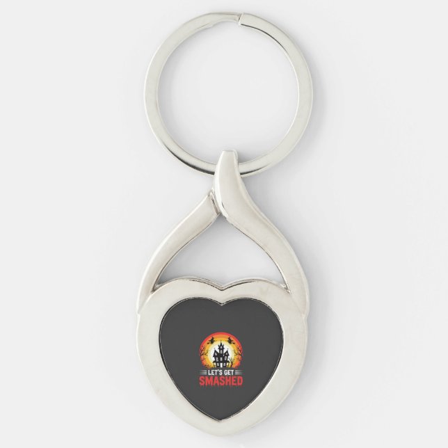 Halloween Lets Get Smashed Haunted House Key Ring (Front)