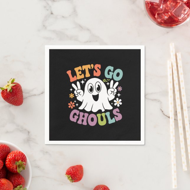 Halloween Let's Go Ghouls Ghost Retro Costume Napkin (Insitu)